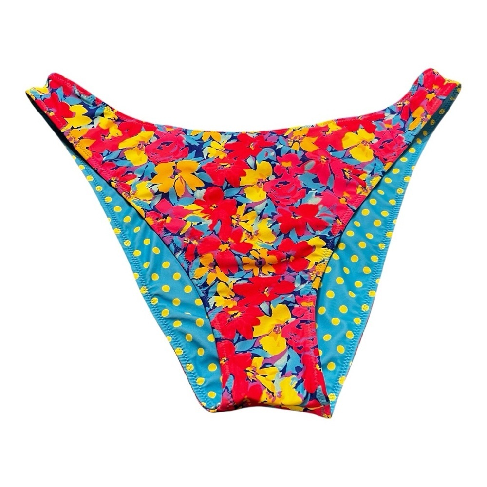 ❤️3/$15 NWOT Wild Fable Reversible Blue and Yellow Polka Dot Bikini Bottom (XL)